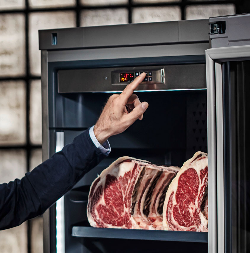 Smart Dry Aging Fridge, Dry Aged Steaks