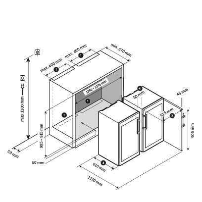 DRY AGER DX 500 Premium Integrationszeichnung Nebeneinander DRY AGER DX 500 Premium Integrationszeichnung Nebeneinander
