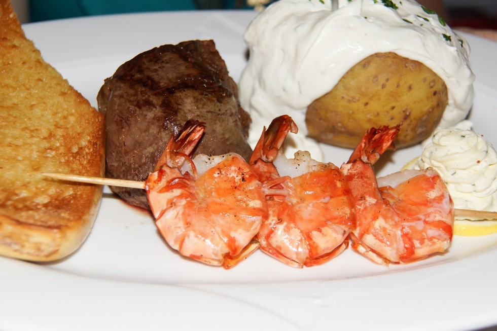 Dry-Aged Fillet of Grill with Baked Potatoes and Shrimp Dry-Aged Fillet of Grill with Baked Potatoes and Shrimp