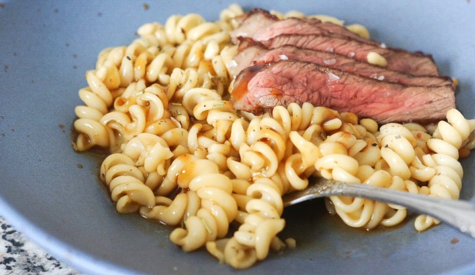 Asian fusilli with pine nuts and dry-aged beef Asian fusilli with pine nuts and dry-aged beef