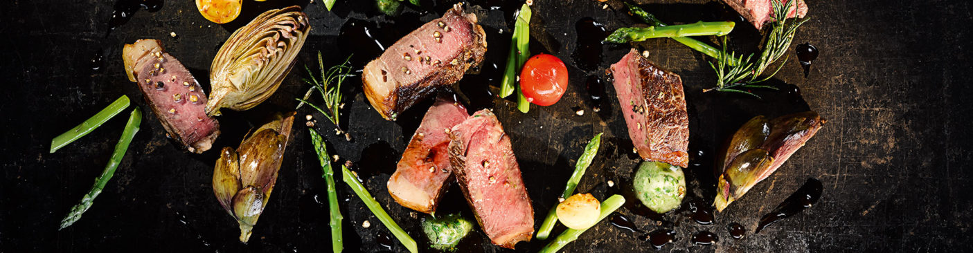 Dry Aged meat and vegetables